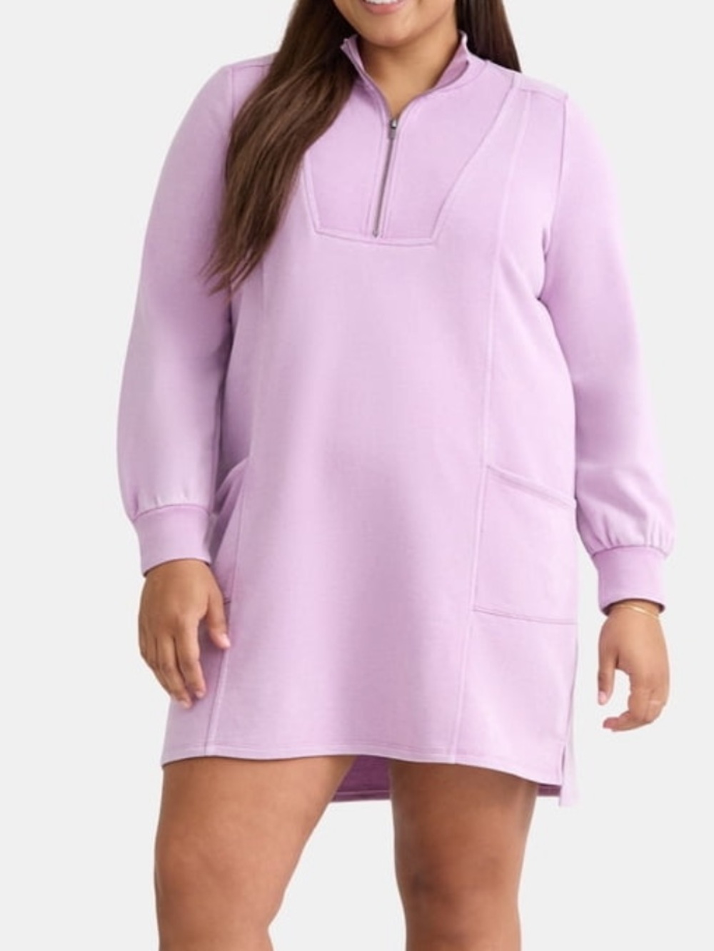 Terra & Sky Lavender Half-Zip Terry Dress 1X